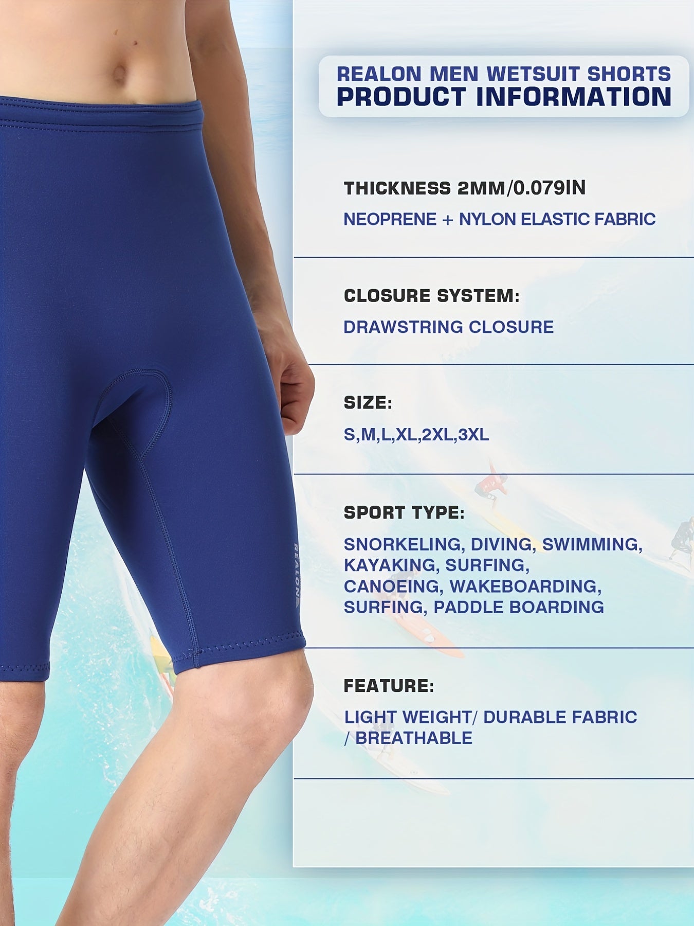 REALON 2mm Neoprene Wetsuit Pants For Men And Women