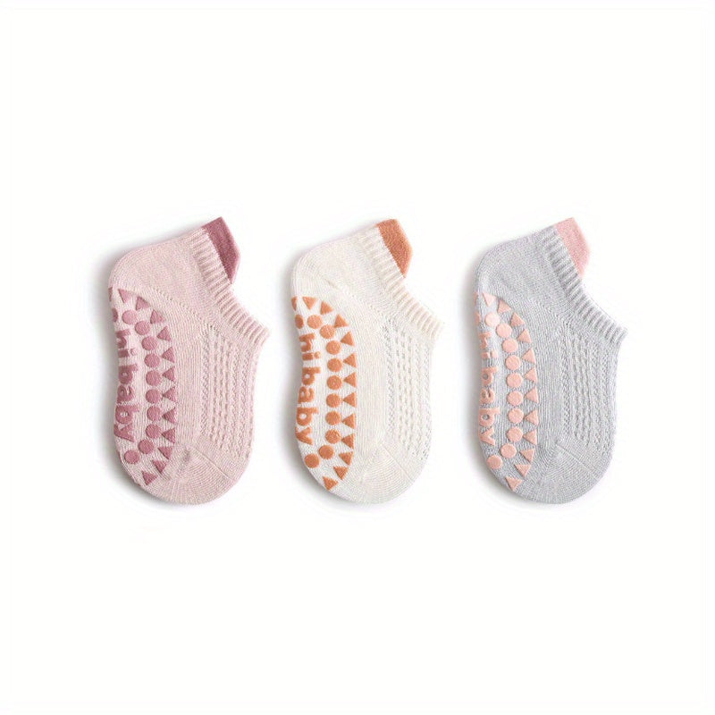 3 Pairs Children's Mesh Breathable Non-Slip Ankle Socks for Baby Toddlers