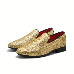 Men's Glitter Loafers Slip-On Dress Shoes for Party Wedding
