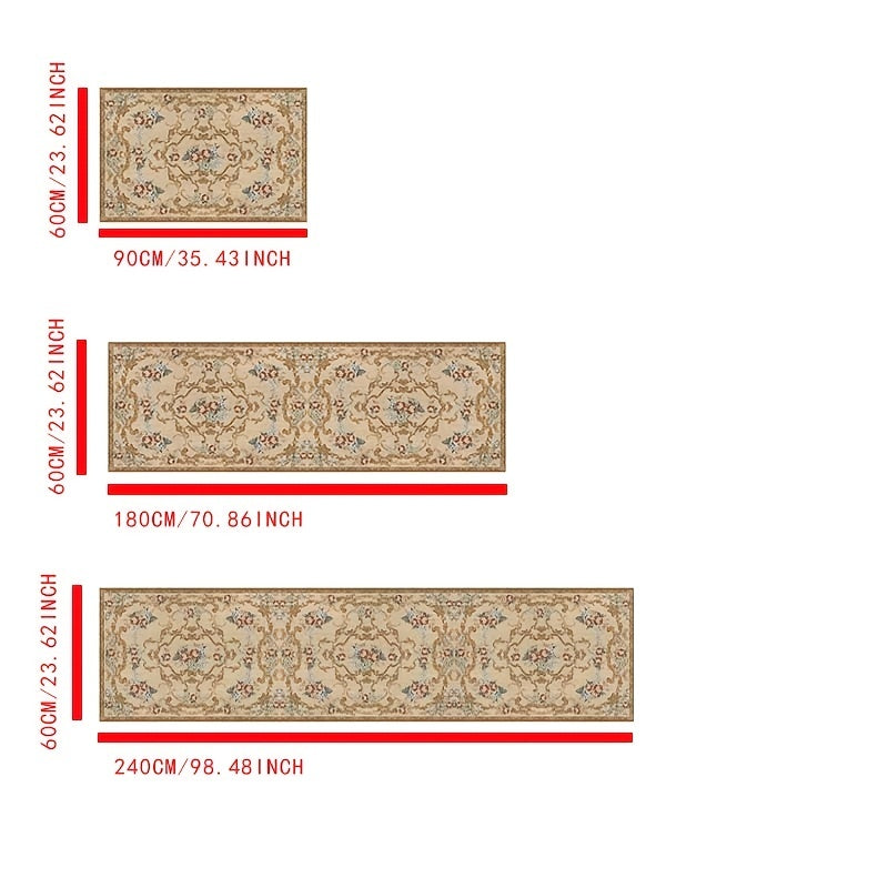 Vintage Kitchen Rug European Pattern Soft Non-slip Carpet Washable Doormat 59"