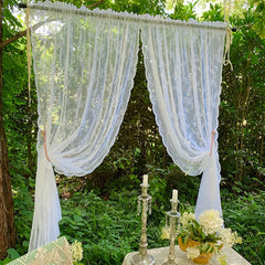 Sweet Sheer Lace Flower Curtain Rod Pocket Living Room Bedroom Decor