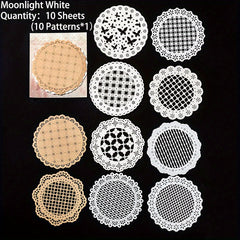 10 Sheets Vintage Lace Hollow Out Scrapbook Paper Non sticky Note Card
