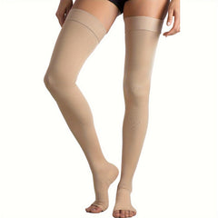 1pair Thigh High Compression Stockings Unisex 15-20mmHg Leg Support Hose