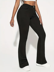 Solid High Stretch Flared Leg Jeans