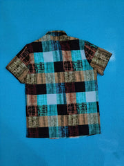 Men's Plaid Print Short Sleejsons Closure Summer Hawaii Shirt