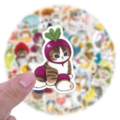 57pcs Cat Stickers Vinyl Kitten Decals for Water Bottles Mixed Colors