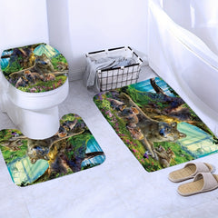 3pcs Forest Animal Bathroom Set Waterproof Shower Curtain with 12 Hooks