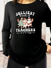 Christmas Loungewear Top Women's Plus Slogan Print