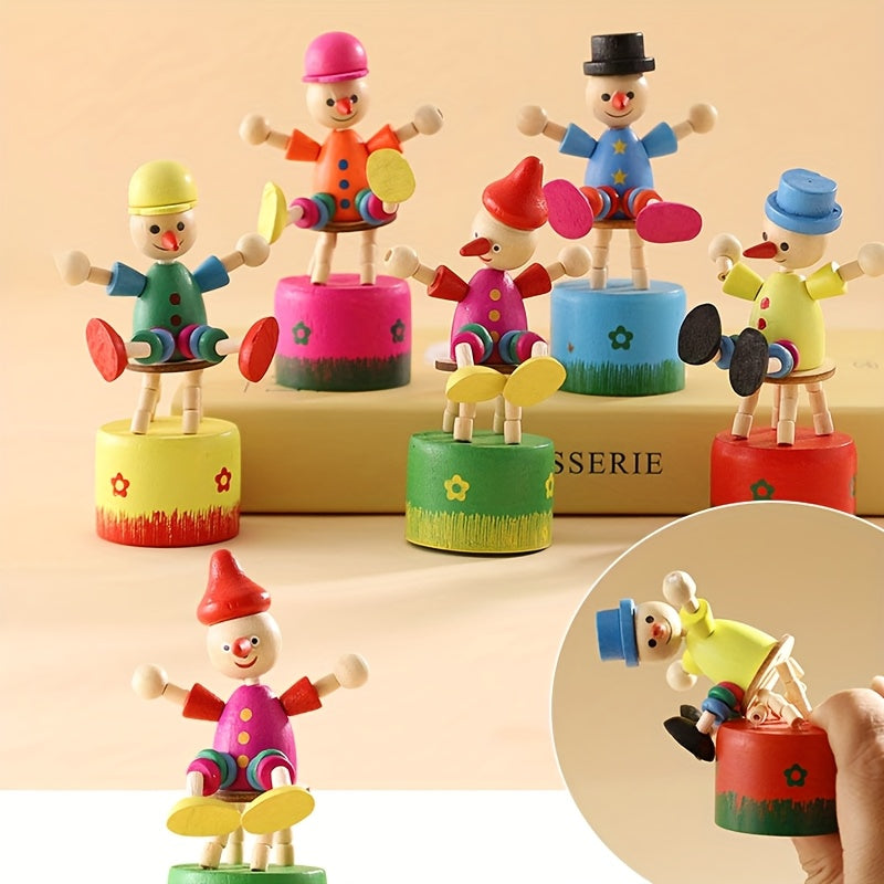 Cartoon Wooden Dancing Clown Swing Puppet Toy for Kids