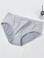 3pcs Seamless Solid Briefs Comfy & Breathable Stretchy Intimates Panties