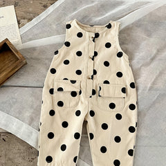 Infant Baby Girls Sleeveless Polka Dot Romper Jumpsuit