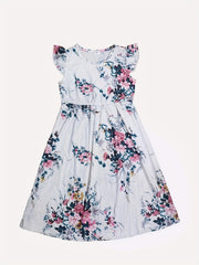 Toddler Girls Flowers Graphic Princess Dress For Party Beach Vacation