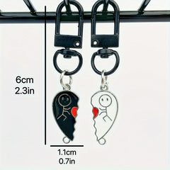 2pcs Heart Keychain Set for Bags Purses Car Keys
