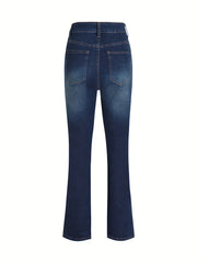 Dark Mid Stretch Flared Jeans Bootcut