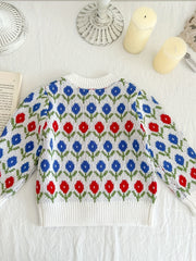 Baby Floral Knitted Coat for Fall Winter