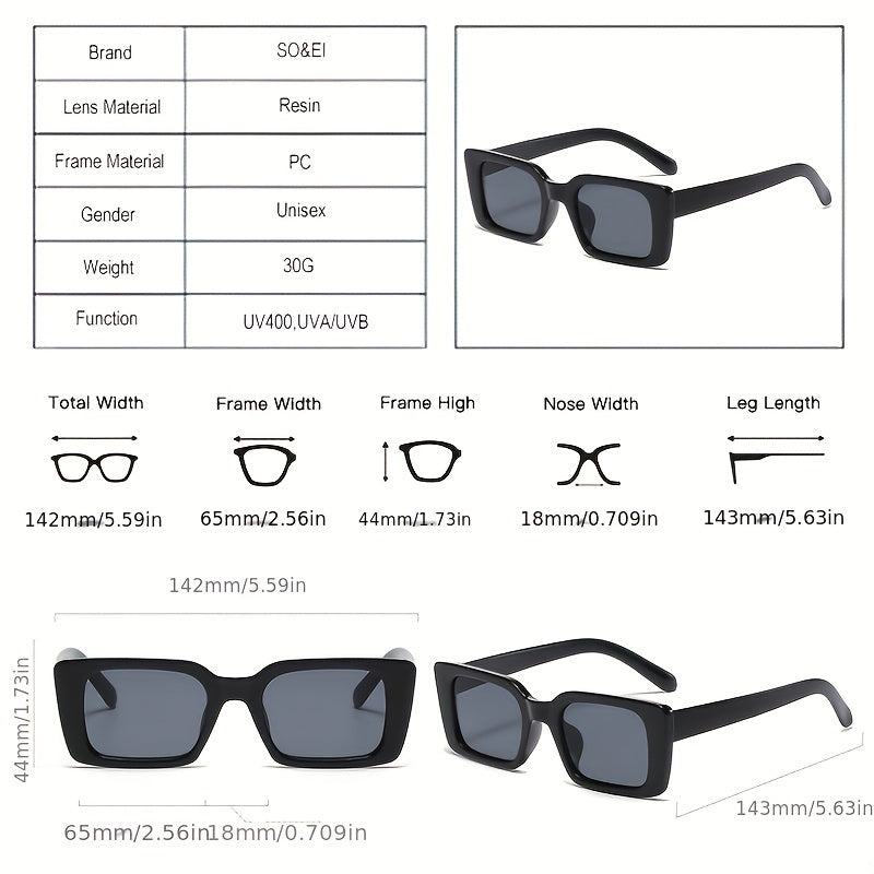 Y2K Rectangle Sunglasses Mod Tortoiseshell UV400