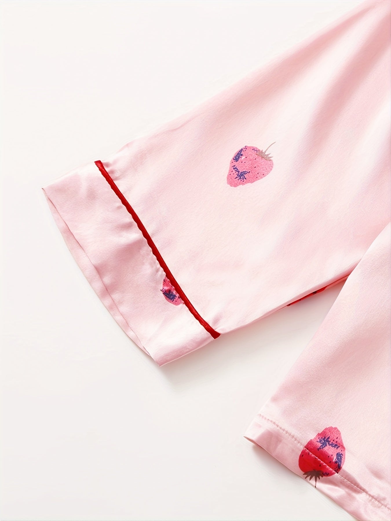 Strawberry Pattern Satin Pajama Set