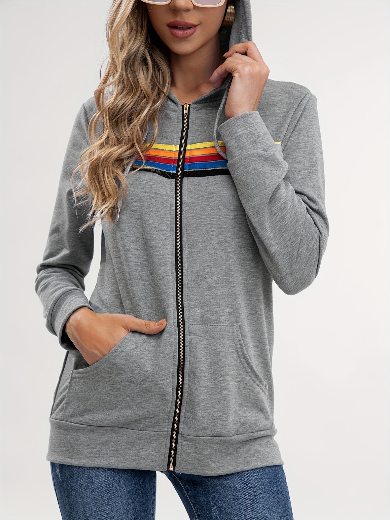 Women's Block Rainbow Hooded Sweatshirt