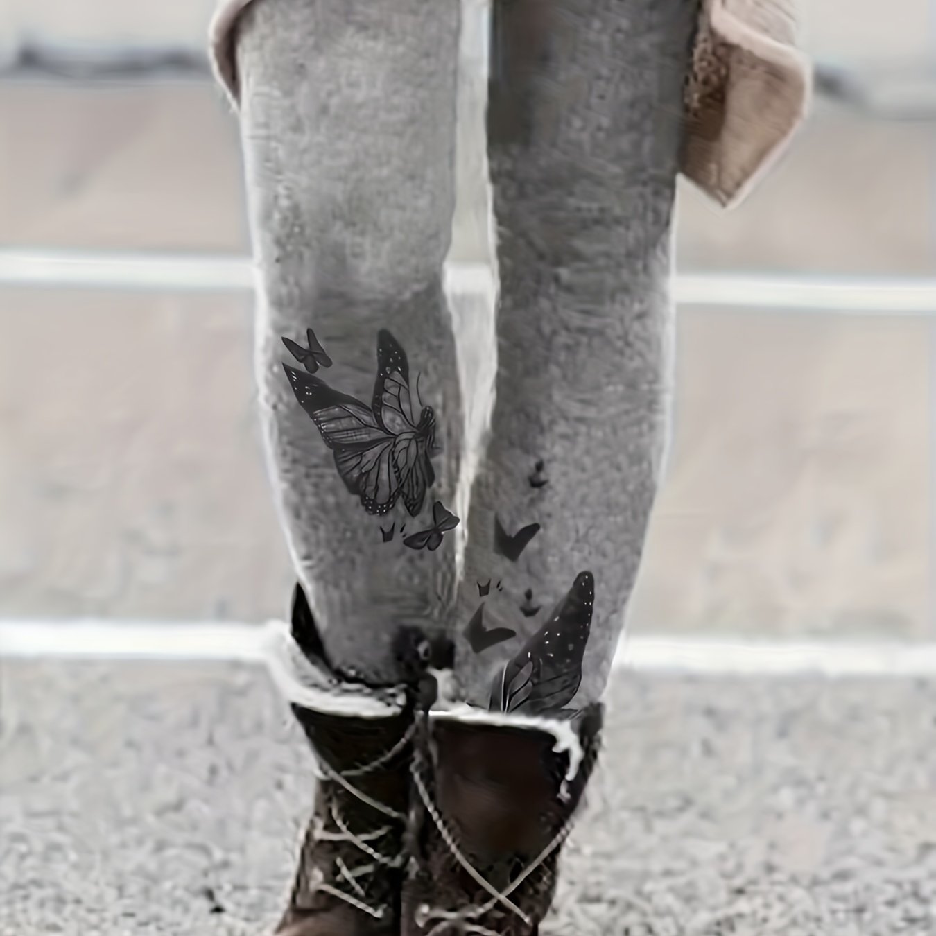 Casual Butterfly Print Skinny Leggings