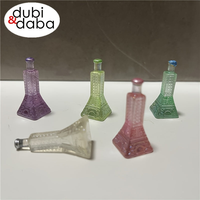 Set of 5 Mini Iron Tower Shaped Bottles Resin Ornaments
