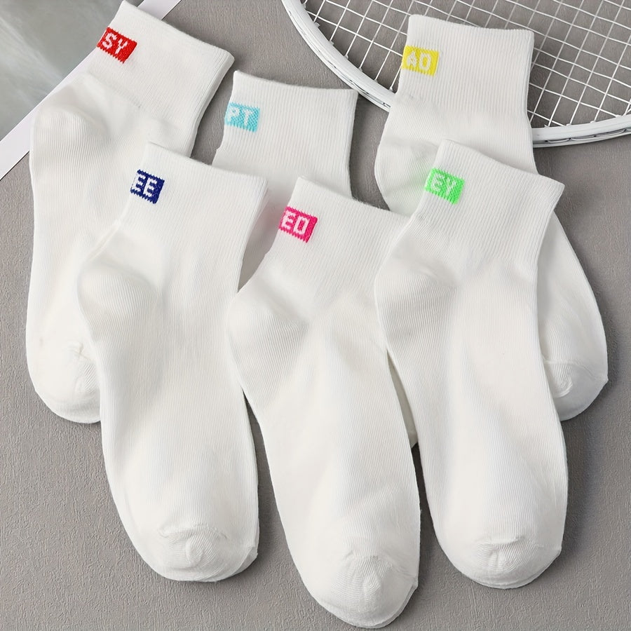 6 Pairs Letter Print Socks Women's Stockings & Hosiery
