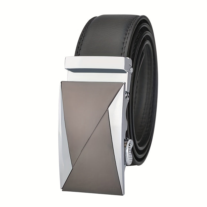 Men's Leather Belt with Metal Automatic Buckle
