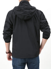 Men's Waterproof & Windproof Hooded Jacket Zipper Front