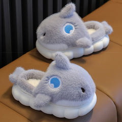 Shark Furry House Shoes For Boys Non Slip Soft Bottom Walking Shoes