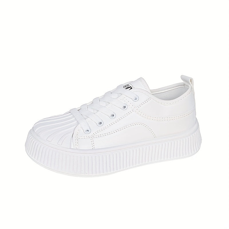 Women's Platform Sneakers Round Toe Lace Up Low Top Canvas Shoes