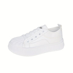 Women's Platform Sneakers Round Toe Lace Up Low Top Canvas Shoes