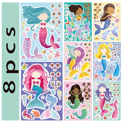 Mermaid Sticker Sheets Set - DIY Mix And Match Face Stickers