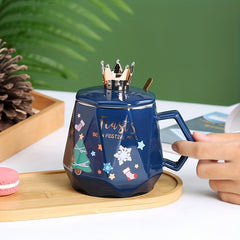 Christmas Gift Santa Claus Ceramic Cup with Spoon
