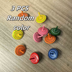 Colorful Hand Painted Wooden Gyroscopes Mixed Spinning for Halloween Party Toys