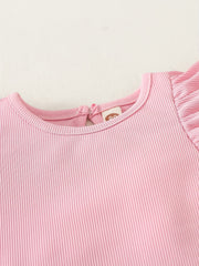 2 Baby Girl's Flutter Sleeve Tops Summer T shirts