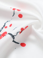 Men's Casual Short Sleeve Plum Print Shirt
