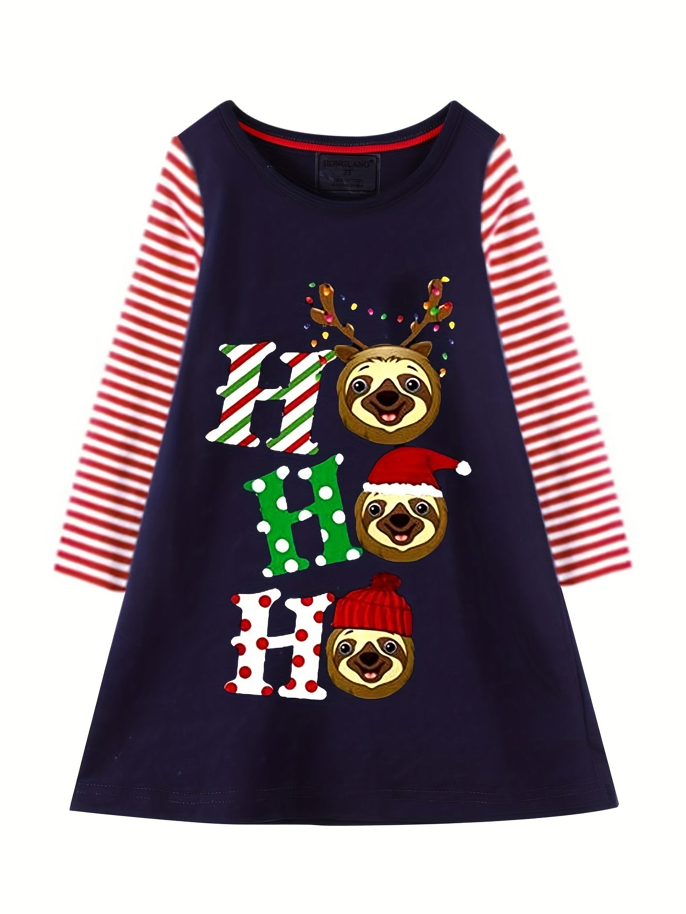 Christmas Cartoon Dress For Toddler Girls' Long Sleeve Playwear Dress