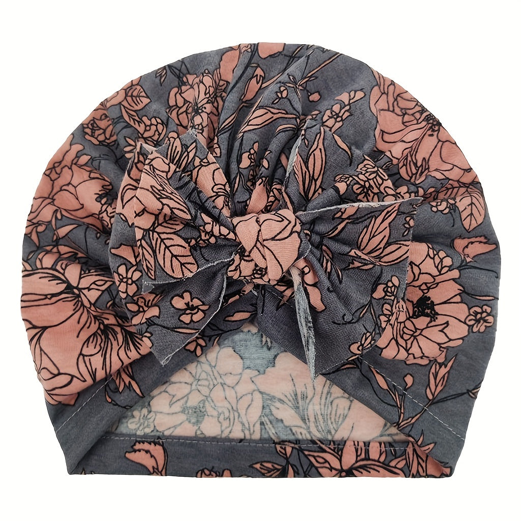 Breathable Floral Bow Tire Cap for Baby Girls and Boys