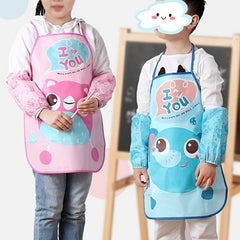 Kids Cartoon Apron Waterproof Painting Cover Up Sleeveless Bib