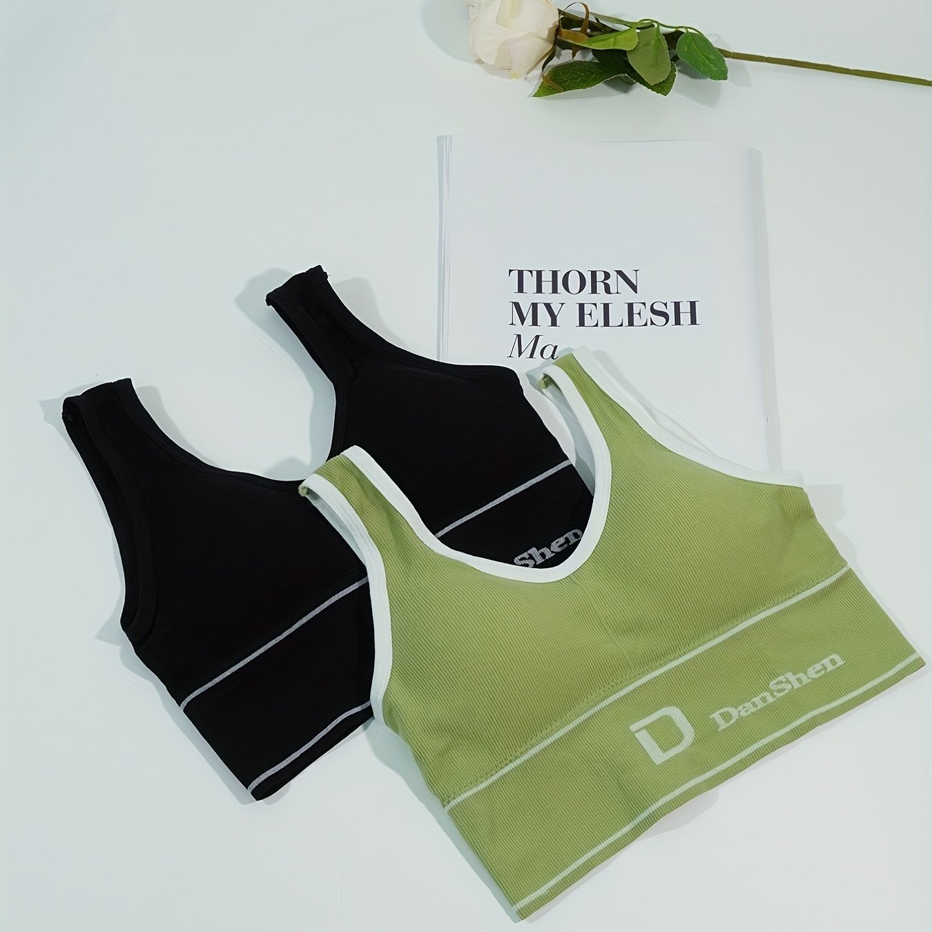 2pcs Letter Print Tank Tops V Neck Sports Top Women's Lingerie & Underwear