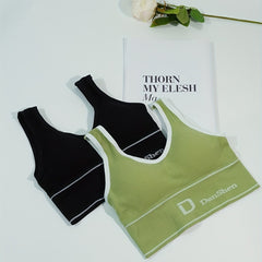 2pcs Letter Print Tank Tops V Neck Sports Top Women's Lingerie & Underwear