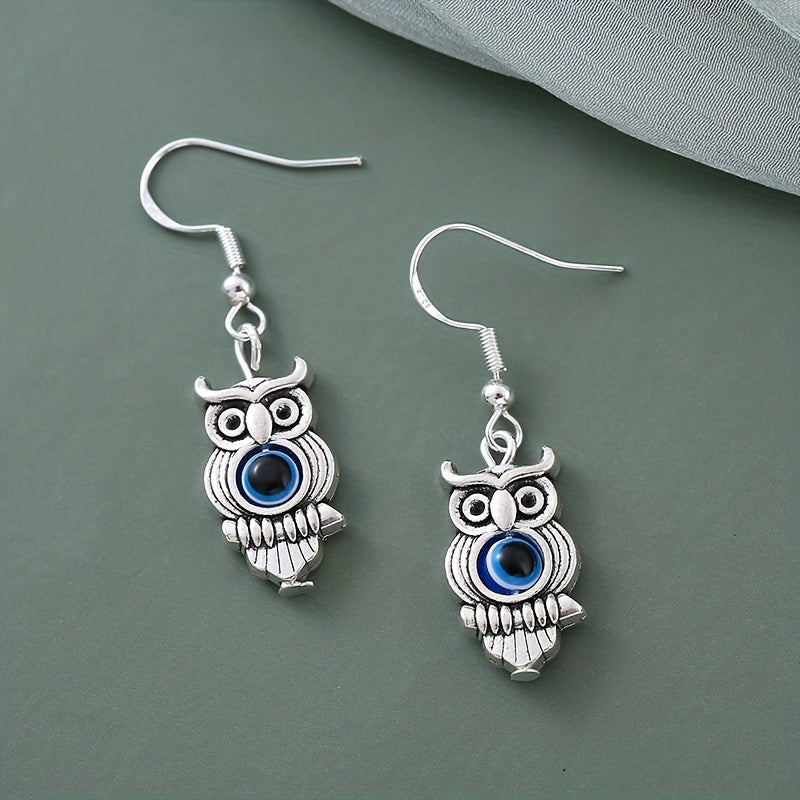 6 Pairs Lucky Stone Eyes Animal Drop Earrings Set