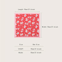 Red Flower Print Bandana Classic Square Scarf Neckerchief Hair Wrap