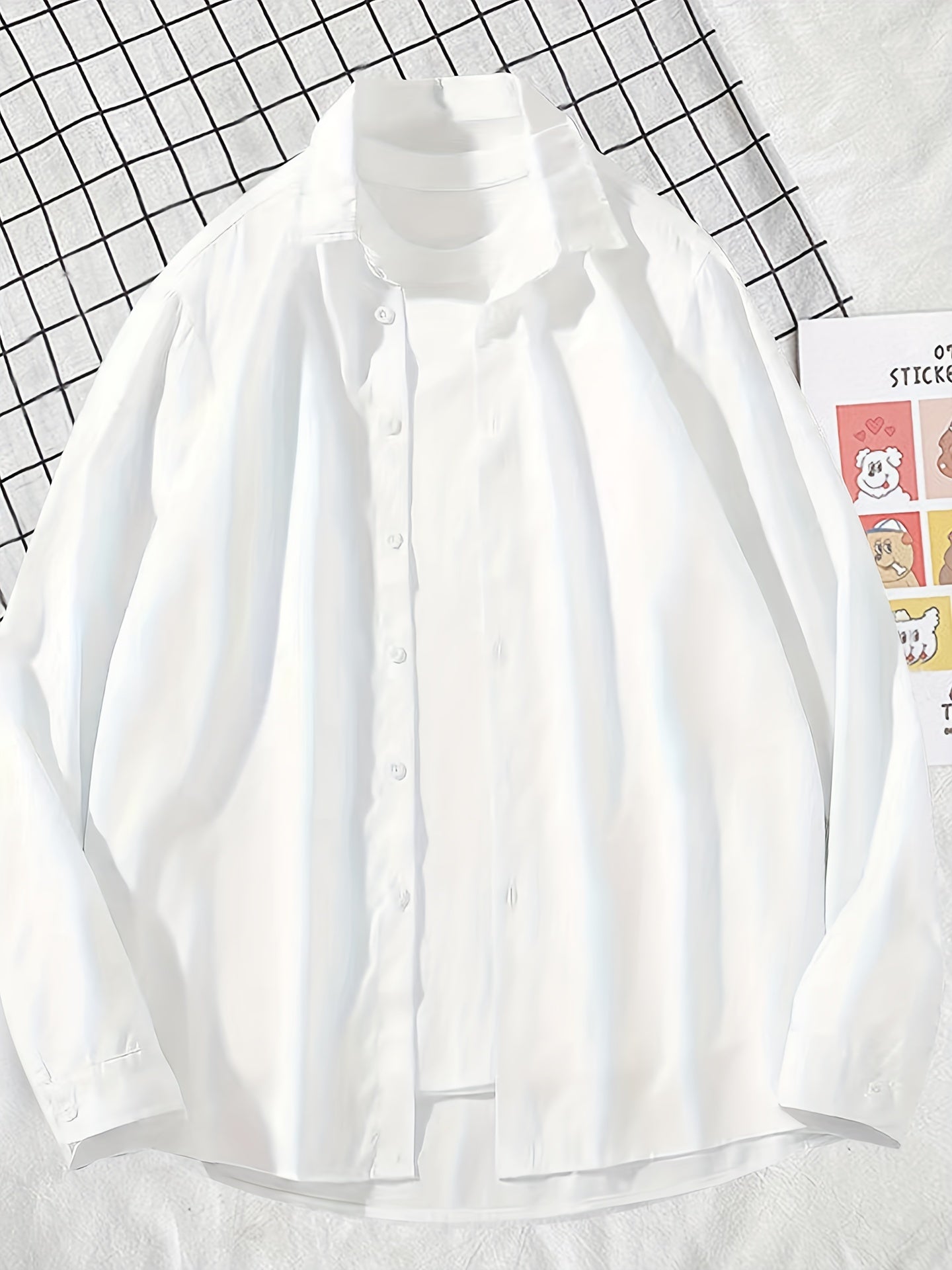 Solid Men's Long Sleeve Lapel Shirt Spring Fall Casual Button Up
