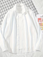 Solid Men's Long Sleeve Lapel Shirt Spring Fall Casual Button Up