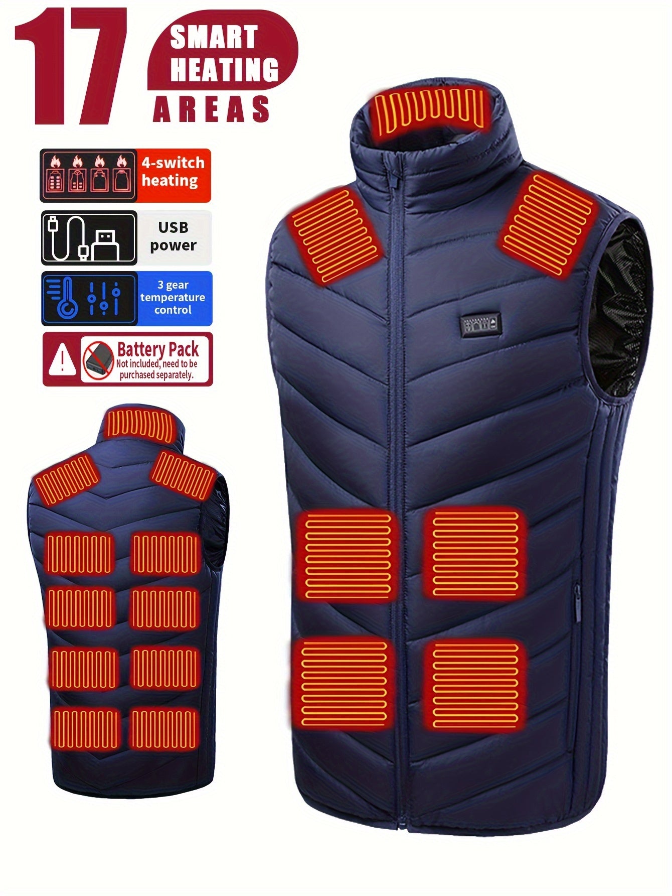 Men's Heated Vest for Outdoor Activities and Hiking