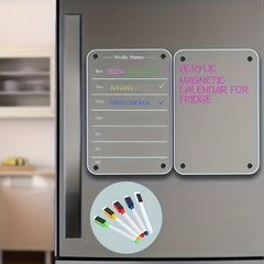 2pcs 9 x13 Clear Weekly Meal Planner Magnetic Acrylic Board