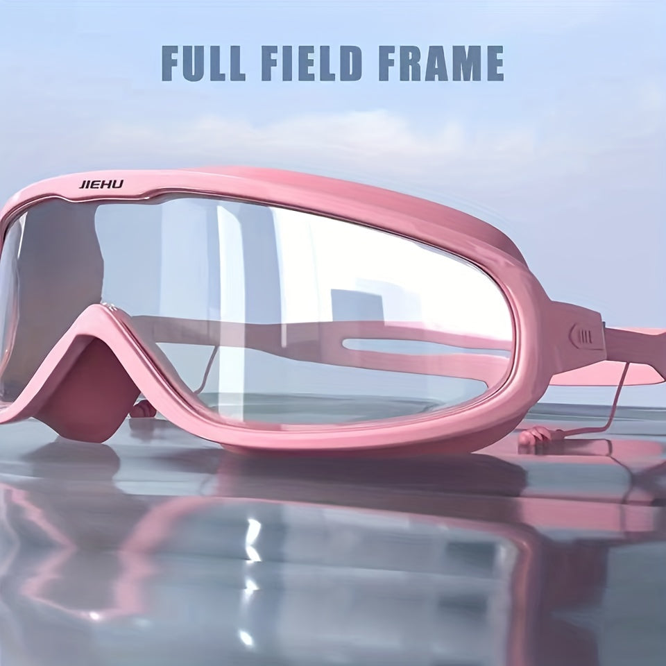 Adult Waterproof Swimming Goggles Large Frame Anti Fog Glasses