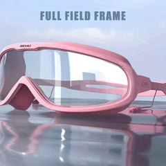 Adult Waterproof Swimming Goggles Large Frame Anti Fog Glasses