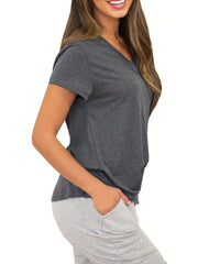 Women's Backless Workout T Shirt V Neck Criss Cross Yoga Tops
