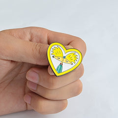 Heart Shaped Boy Brooch Cartoon Design
